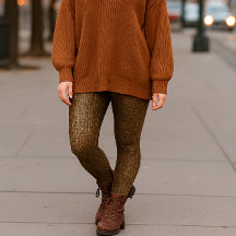 Brown Snakeskin Look Print-All-Over Legging