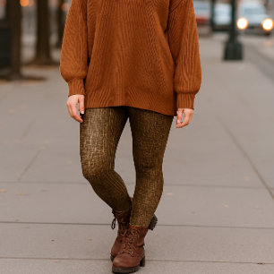 Brown Snakeskin Look Print-All-Over Legging