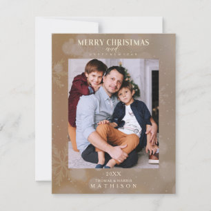 Brown Snowflake Christmas Modern Custom Photo