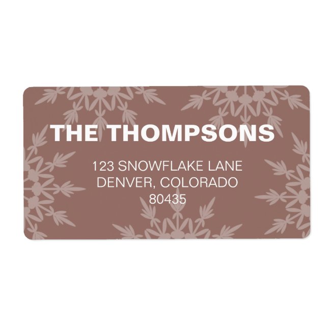 Brown Snowflakes  holiday addresss label (Front)