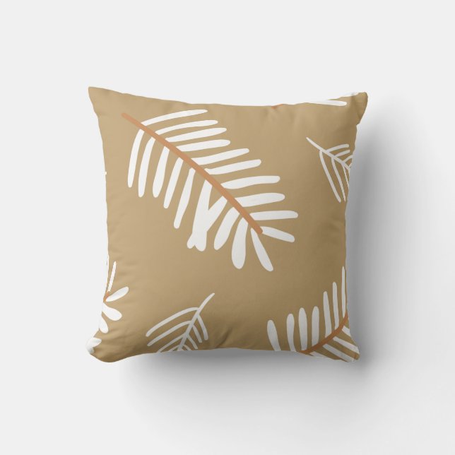 Brown Soft Seamless Pattern Leaves Cushion (Front)