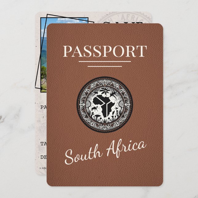 Brown South Africa Passport Save The Date (Front/Back)