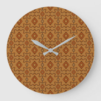 Brown Southwestern Style Pattern  Large Clock