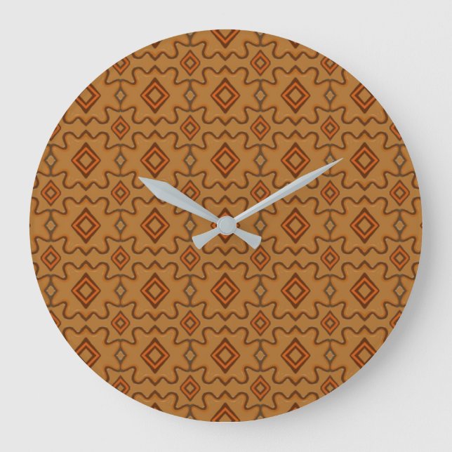 Brown Southwestern Style Pattern  Large Clock (Front)