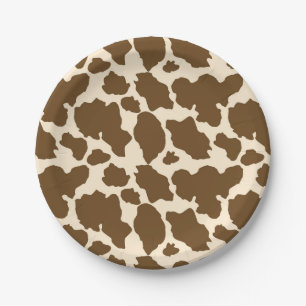 Brown Spots Cow Print Farmer Farm Animals Classy Paper Plate