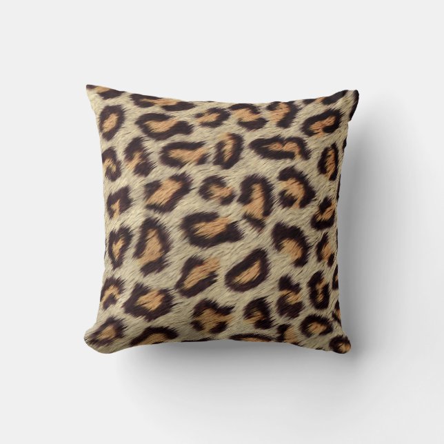 Brown spots Leopard  pattern faux fur texture Cushion (Front)