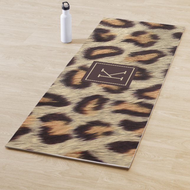 Brown spots leopard pattern faux fur texture yoga  mat (In Situ)