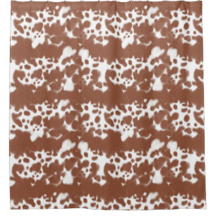 Brown spotted cow hide shower curtain