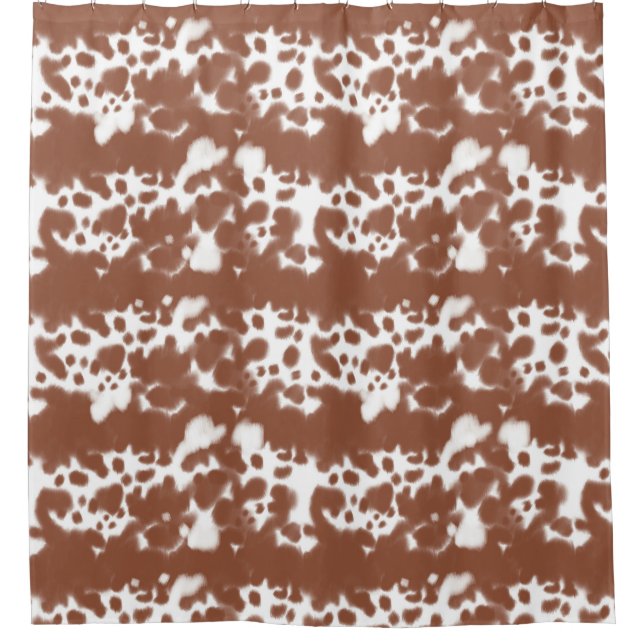 Brown spotted cow hide shower curtain (Front)