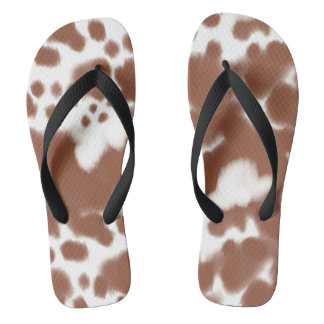 Brown spotted cow hide thongs