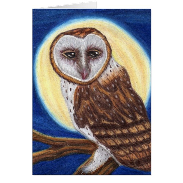 Brown Spotted Owl In Moonlight Card (Front)