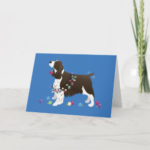 Brown Springer Spaniel Christmas Illustration Holiday Card