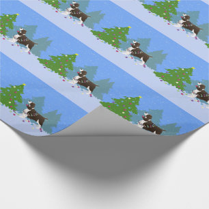 Brown Springer Spaniel Decorating Christmas Tree Wrapping Paper