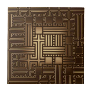 Brown Square Bronze Tone Maze Ceramic Tile