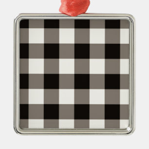 Brown Square Check Metal Ornament