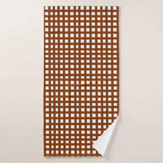 Brown square mesh grid pattern bath towel