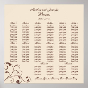 Brown Square Wedding Reception Seating Chart