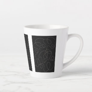 Brown Squiggly Lines Pattern Black Design Latte Mug