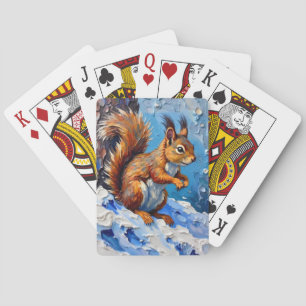 Brown Squirrel in the Snow Playing Cards