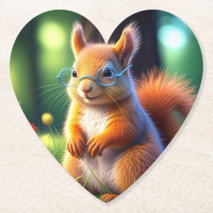 Brown Squirrel Sitting On Grass-43543 Paper Coaster