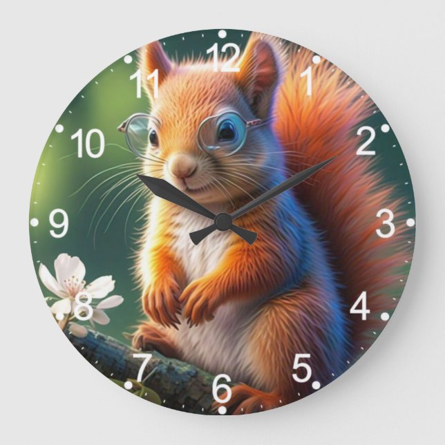 Brown Squirrel Sitting on The Branch-567656 Large Clock (Front)