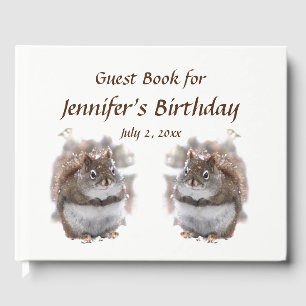 Brown Squirrels Animal Birthday Party Guest Book