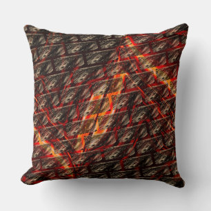 Brown stained scratch, fire colour grid or brick cushion