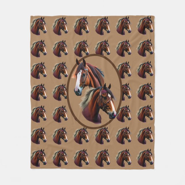 Brown Stallions  Fleece Blanket (Front)