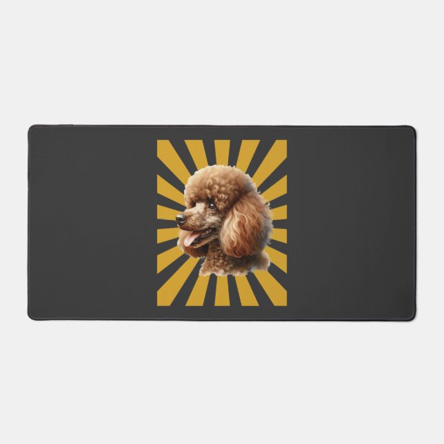 Brown Standard Poodle Retro Sunburst Desk Mat (Front)