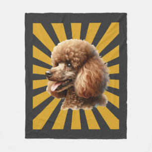 Brown Standard Poodle Retro Sunburst Fleece Blanket