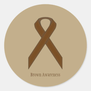 Brown Standard Ribbon by Kenneth Yoncich Classic Round Sticker