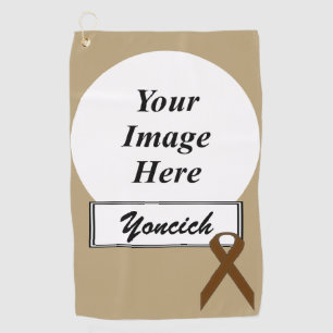 Brown Standard Ribbon by Kenneth Yoncich Golf Towel