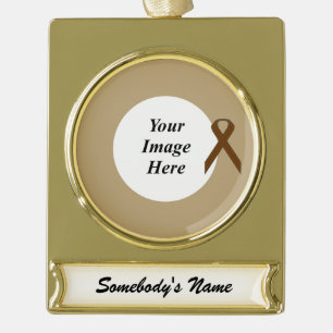 Brown Standard Ribbon Template by Kenneth Yoncich Gold Plated Banner Ornament