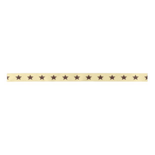 brown star cream satin ribbon