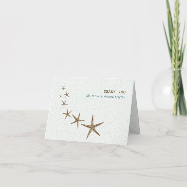 Brown Starfish Blank Folded Note Card (Front)