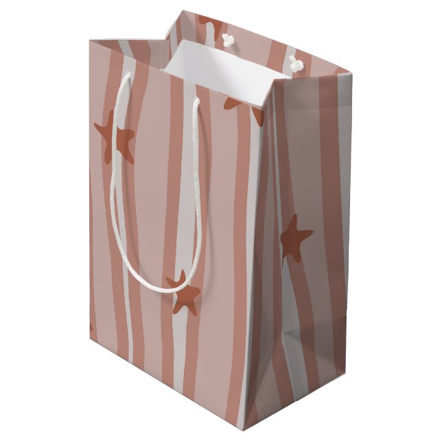 Brown Stars and Stripes Beach Theme Medium Gift Bag (Back Angled)
