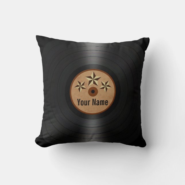 Brown Stars Personalised Vinyl Record Album Cushion (Front)
