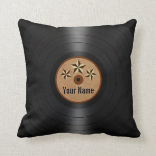 Brown Stars Personalised Vinyl Record Album Cushion