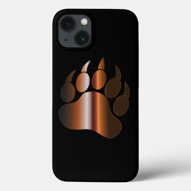 BROWN STEEL BEAR PAW ON BLACK Case-Mate iPhone CASE (Back)