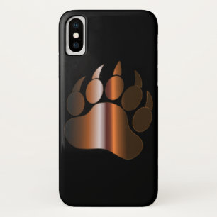 BROWN STEEL BEAR PAW ON BLACK iPhone X CASE