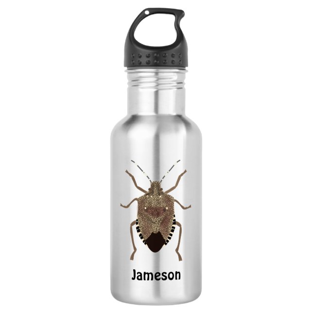 Brown Stink Bug Illustration Personalised 532 Ml Water Bottle (Front)
