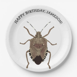 Brown Stink Bug Illustration Personalised Party Paper Plate