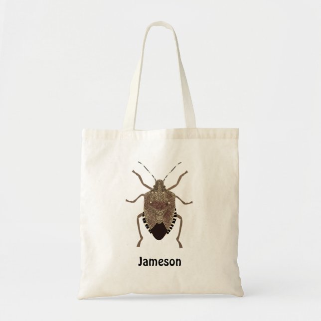 Brown Stink Bug Illustration Personalised Tote Bag (Front)