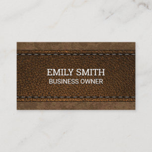 Brown Stitched Leather Texture Business Card