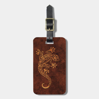 Brown Stone Climbing Gecko Luggage Tag