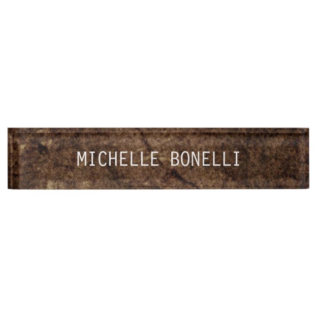 Brown Stone Design Background Plain Legible Modern Nameplate (Front)