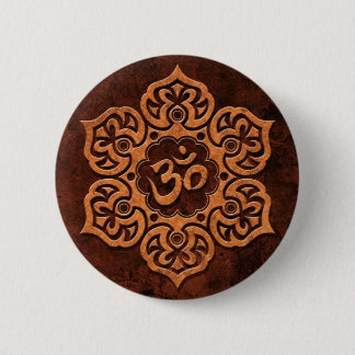 Brown Stone Floral Om 6 Cm Round Badge