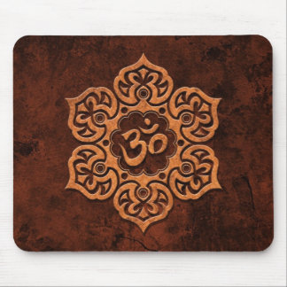 Brown Stone Floral Om Mouse Pad