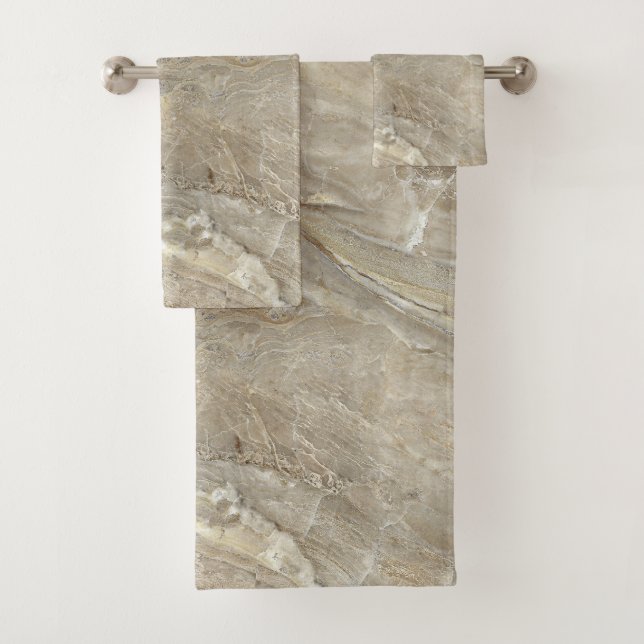 Brown stone texture bath towel set (Insitu)