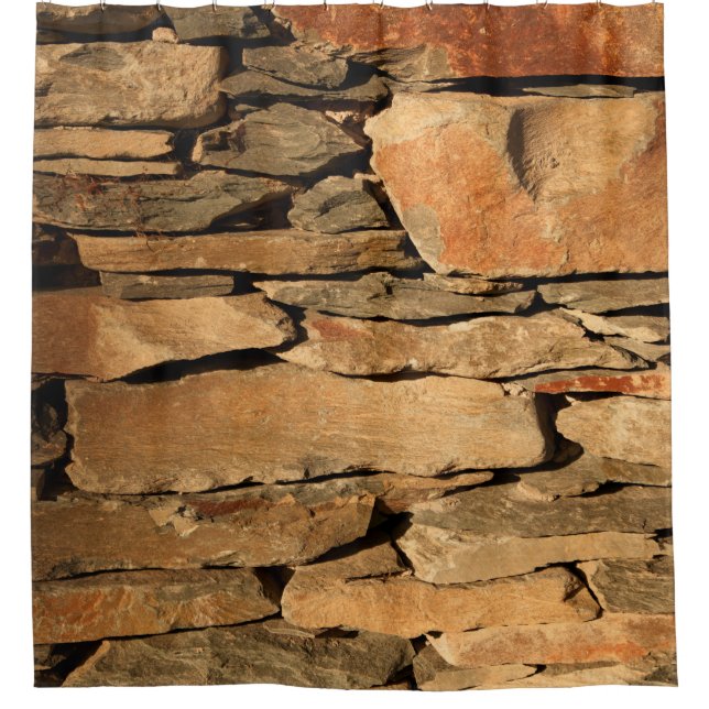 Brown stone wall shower curtain (Front)